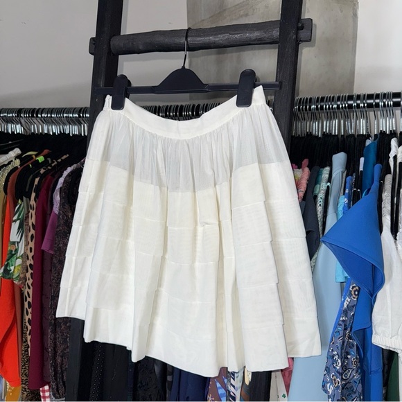 Michael Kors Collection Resort 2014 Optic White Pleated Tiered Mini Skirt - Picture 7 of 11